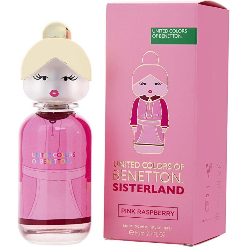 Benetton Sisterland Pink Raspberry Eau de Toilette for Women Long Lasting Fresh Young and Modern Fragrance Floral Neroli and Musk Notes Ideal for Day Wear 80ml