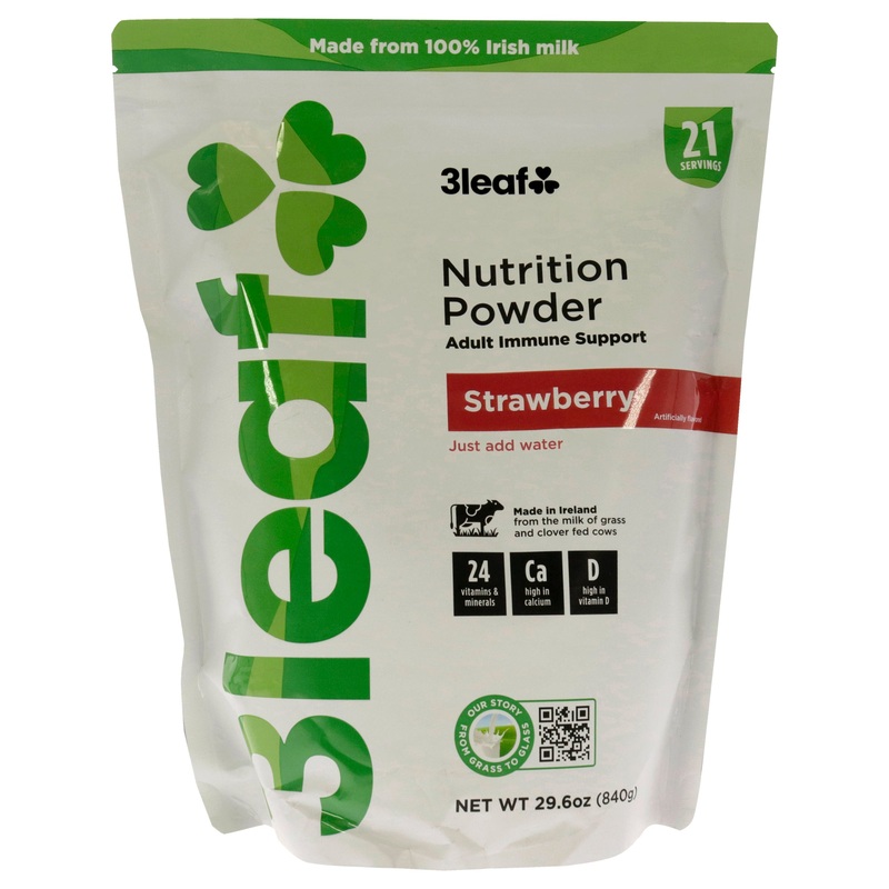 3Leaf Nutrition Powder Adult Immune Support - Strawberry by 3Leaf for Unisex - 29.6 oz Milk