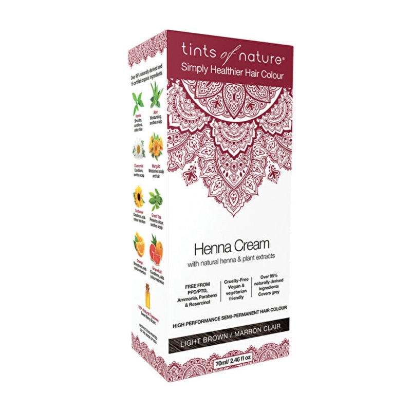 Tints of Nature Henna Cream (Semi-Permanent Hair Colour) Light Brown 70ml