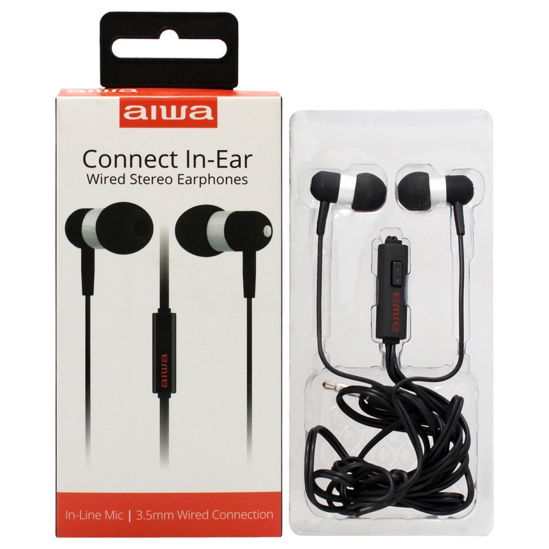 Aiwa Audio Connect In-Ear Stereo Earphones - Black by Aiwa for Unisex - 1 Pc Earphones
