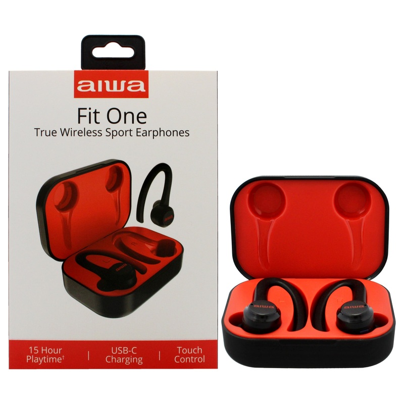Aiwa Audio Fit One True Wireless Sport Earphones - Black by Aiwa for Unisex - 1 Pc Earphones