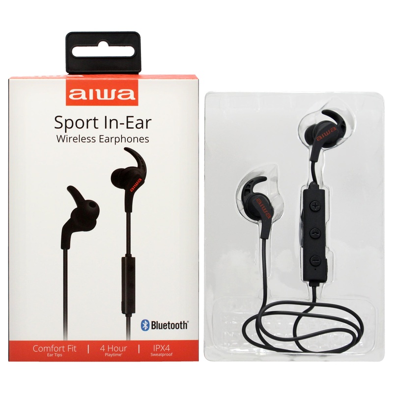 Aiwa Audio Sport In-Ear Wireless Earphones - Black by Aiwa for Unisex - 1 Pc Earbuds