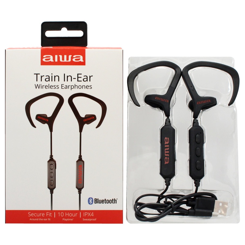 Aiwa Audio Train In-Ear Wireless Earphones - Black by Aiwa for Unisex - 1 Pc Earphones