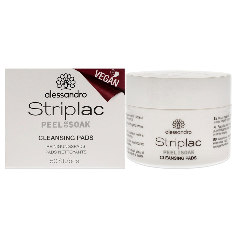 Striplac Peel or Soak Cleansing Pads by Alessandro for Women 50 Pc Pads