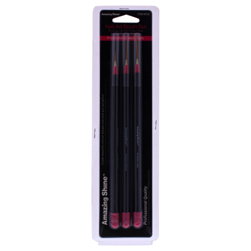 Amazing Shine Professional 3 Piece Nail Art Brush Set by Amazing Shine for Women - 3 Pc Nail Art
