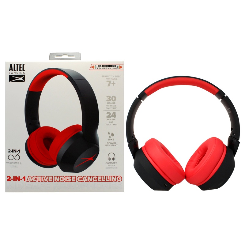 Kid Safe 2-in-1 ANC Headphones - Blackout Classic Red by Altec Lansing for Kids - 1 Pc Headphones