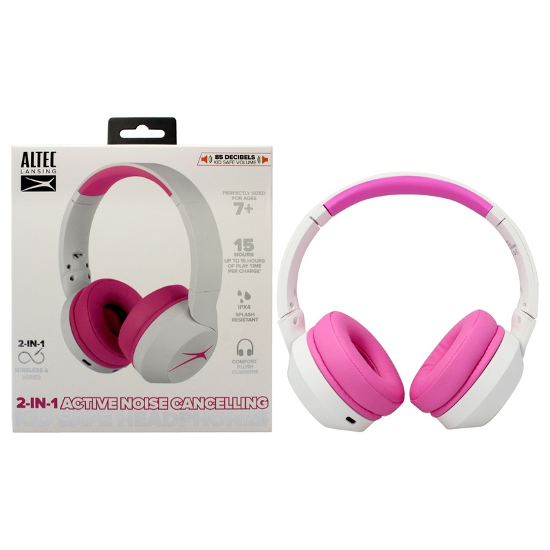Kid Safe 2-in-1 ANC Headphones - Whiteout Pop Pink by Altec Lansing for Kids - 1 Pc Headphones