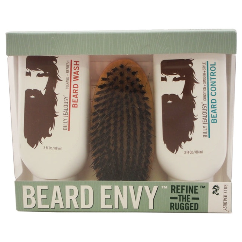 Beard Envy Kit by Billy Jealousy for Men - 3 Pc 3oz Beard Wash, 3oz Beard Control, Brush