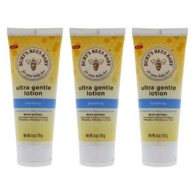Baby Ultra Gentle Lotion by Burts Bees for Kids - 6 oz Body Lotion - Pack of 3