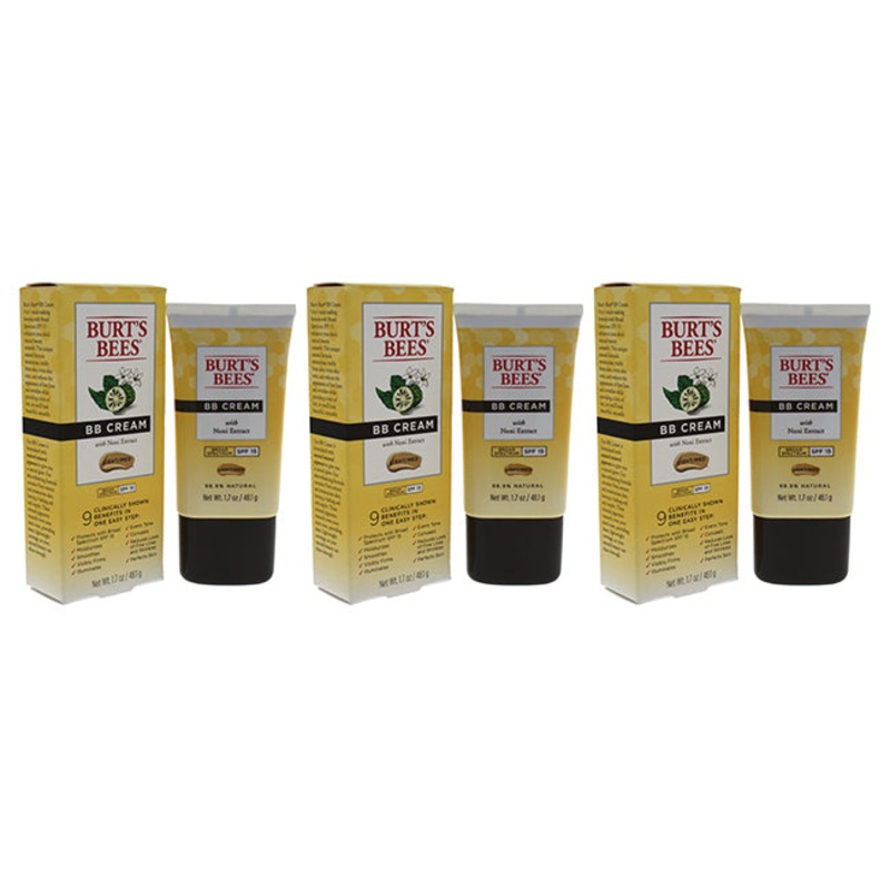 BB Cream SPF 15 - Light-Medium by Burts Bees for Women - 1.7 oz Makeup - Pack of 3
