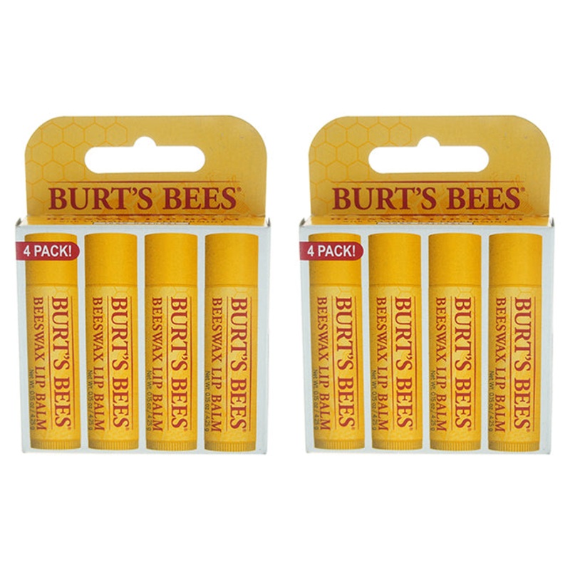Beeswax Lip Balm Pack by Burts Bees for Unisex - 4 x 0.15 oz Lip Balm - Pack of 2