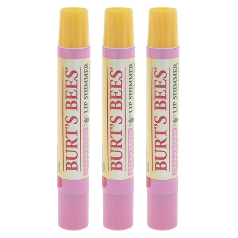 Burts Bees Lip Shimmer - Strawberry by Burts Bees for Women - 0.09 oz Lip Shimmer - Pack of 3