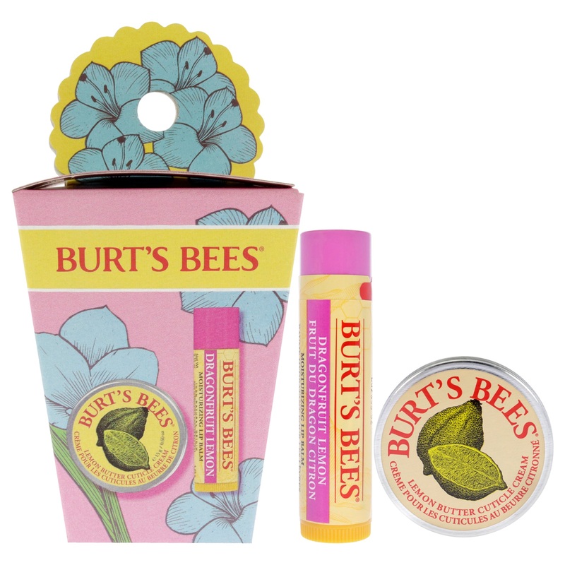 Spring Surprise Set by Burts Bees for Unisex - 2 Pc 0.30oz Lemon Butter Cuticle Cream, 0.15oz Dragonfruit Lemon Lip Balm