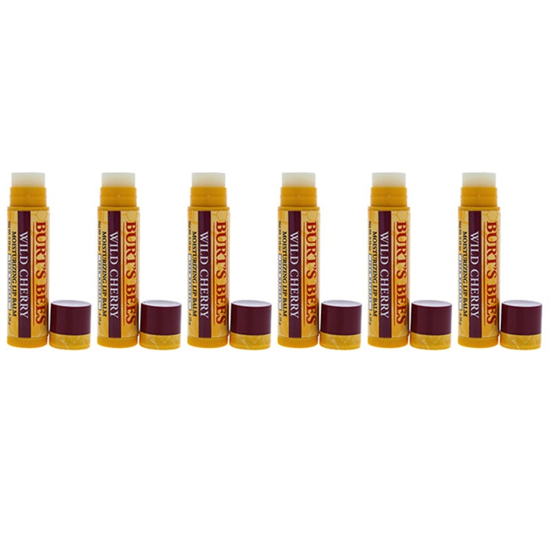 Wild Cherry Moisturizing Lip Balm by Burts Bees for Unisex - 0.15 oz Lip Balm - Pack of 6