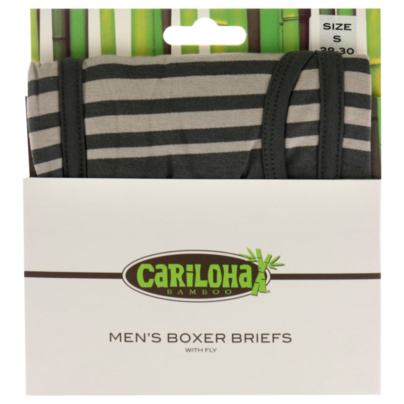 Bamboo Boxer Briefs - Shoreline Gray Stripe by Cariloha for Men - 1 Pc Boxer (S)
