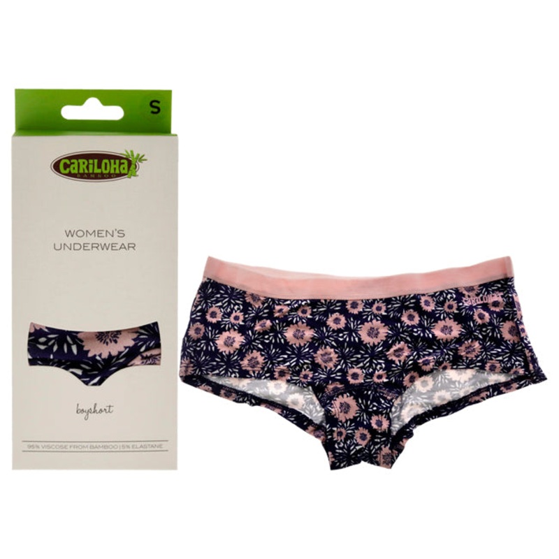 Bamboo Boyshort Briefs - Navy Floral by Cariloha for Women - 1 Pc Underwear (S)