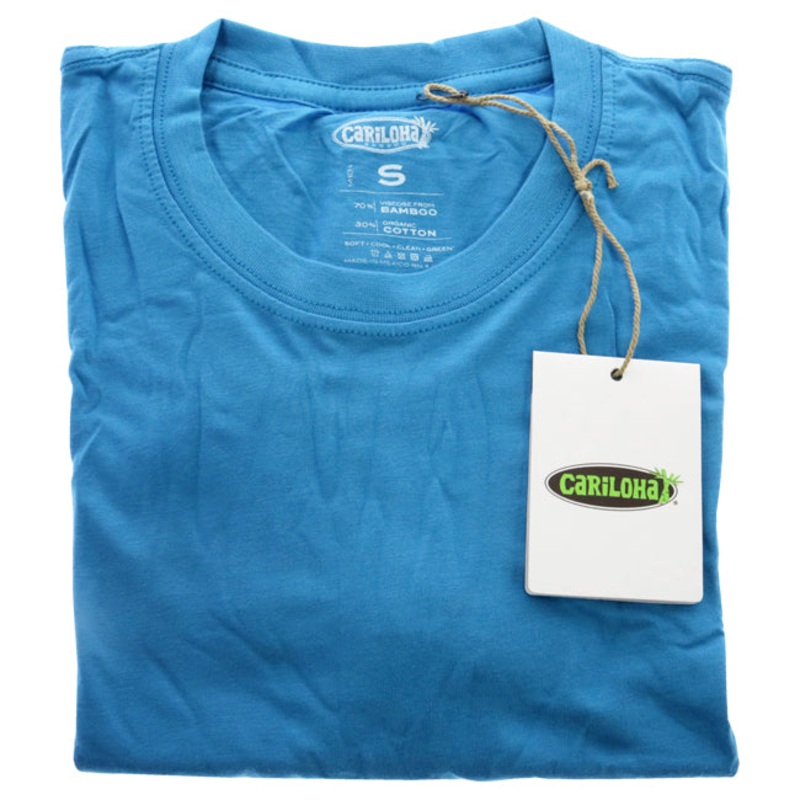 Bamboo Crew Tee - Caribbean Blue by Cariloha for Men - 1 Pc T-Shirt (S)