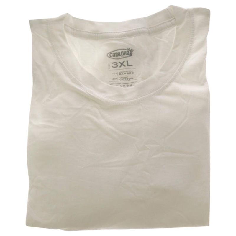 Bamboo Crew Tee - White by Cariloha for Men - 1 Pc T-Shirt (3XL)