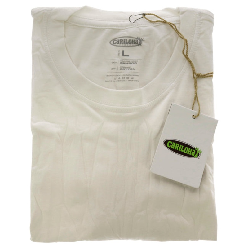 Bamboo Crew Tee - White by Cariloha for Men - 1 Pc T-Shirt (L)