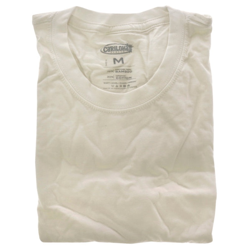 Bamboo Crew Tee - White by Cariloha for Men - 1 Pc T-Shirt (M)