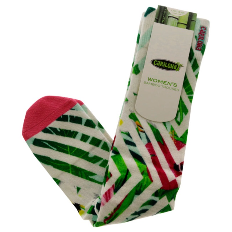 Bamboo Printed Trouser Socks - Geo Floral Coral by Cariloha for Women - 1 Pair Socks (L/XL)