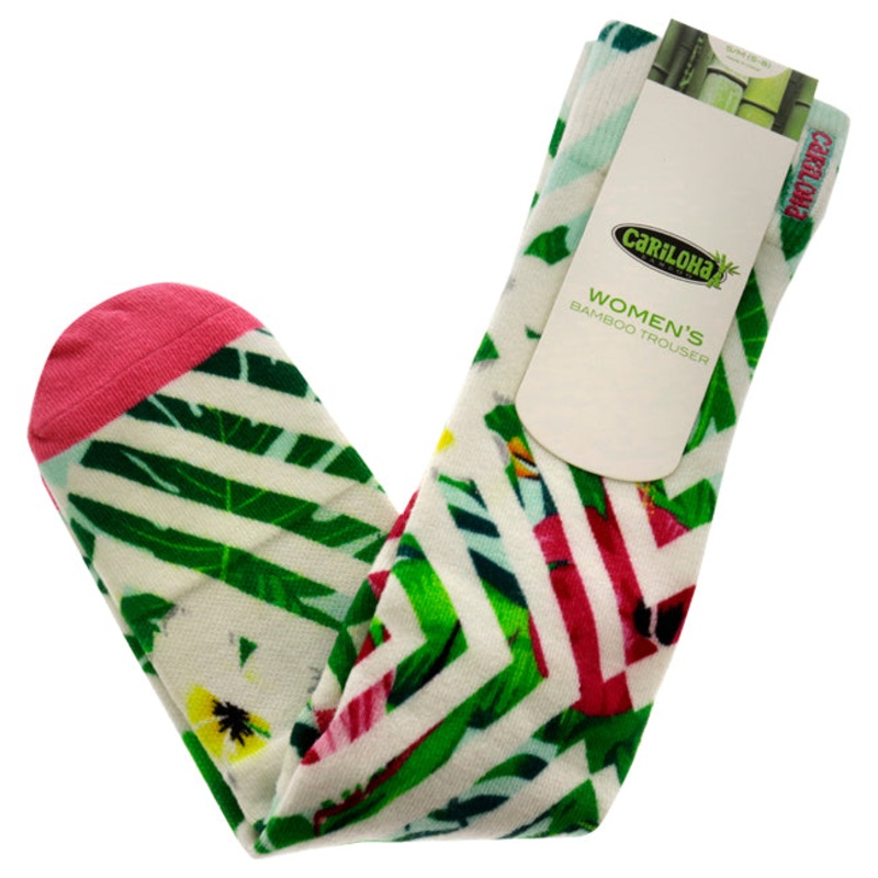 Bamboo Printed Trouser Socks - Geo Floral Coral by Cariloha for Women - 1 Pair Socks (S/M)