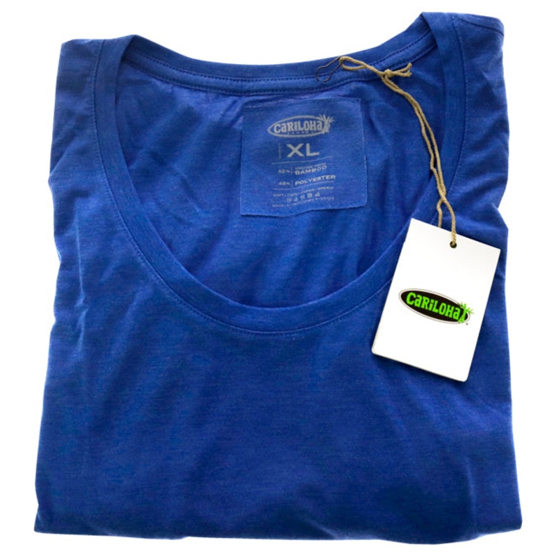 Bamboo Scoop Tee - Reaf Blue Heather by Cariloha for Women - 1 Pc T-Shirt (XL)
