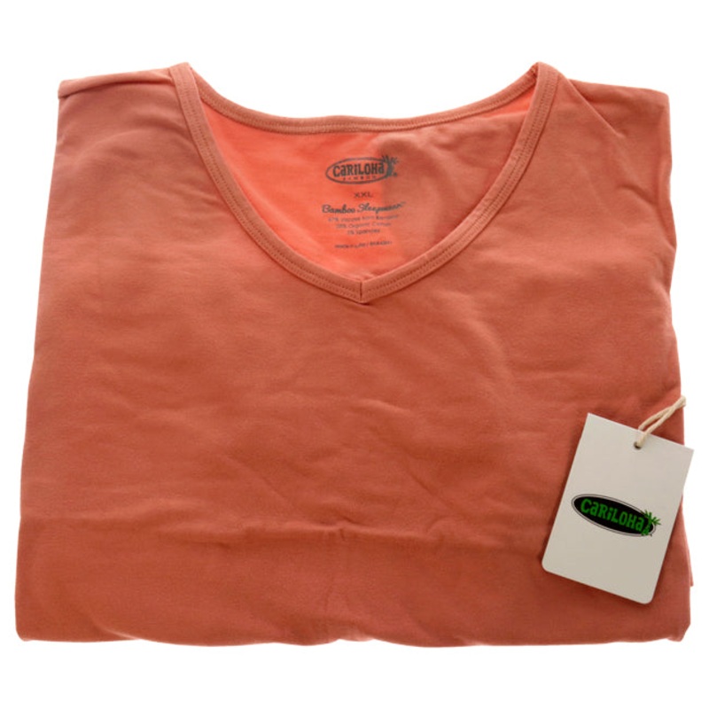 Bamboo Sleep Dolman V-Neck T-Shirt - Coral by Cariloha for Women - 1 Pc T-Shirt (2XL)