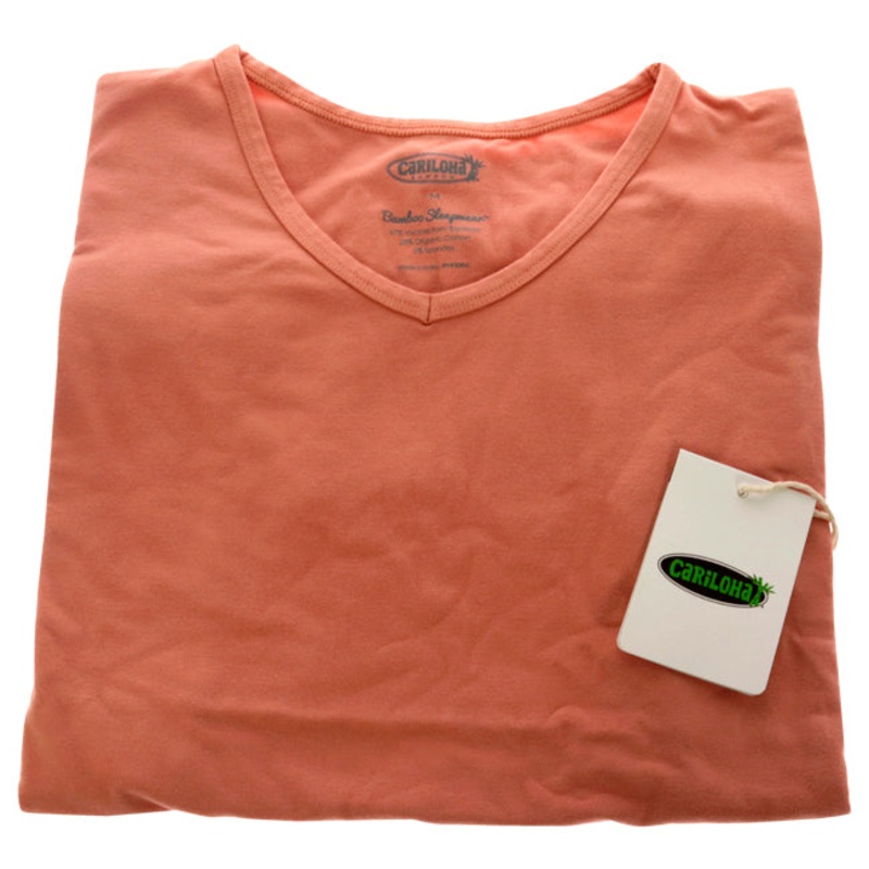 Bamboo Sleep Dolman V-Neck T-Shirt - Coral by Cariloha for Women - 1 Pc T-Shirt (M)