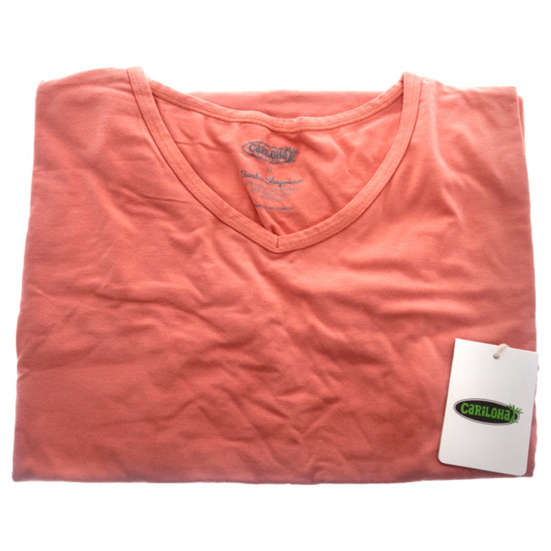 Bamboo Sleep Dolman V-Neck T-Shirt - Coral by Cariloha for Women - 1 Pc T-Shirt (XL)