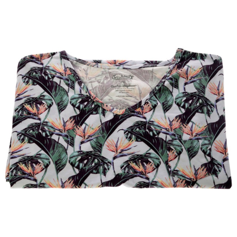 Bamboo Sleep V-Neck Shirt - Birds Of Paradise by Cariloha for Women - 1 Pc T-Shirt (S)