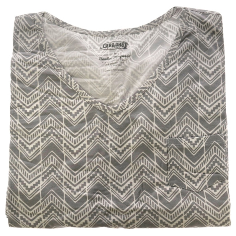 Bamboo Sleep V-Neck Shirt - Tribal Stripe by Cariloha for Women - 1 Pc T-Shirt (L)