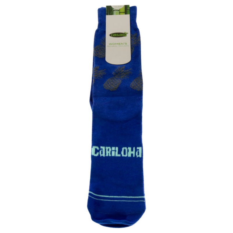 Bamboo Trouser Socks - Pineapple Royal Blue by Cariloha for Women - 1 Pair Socks (L/XL)