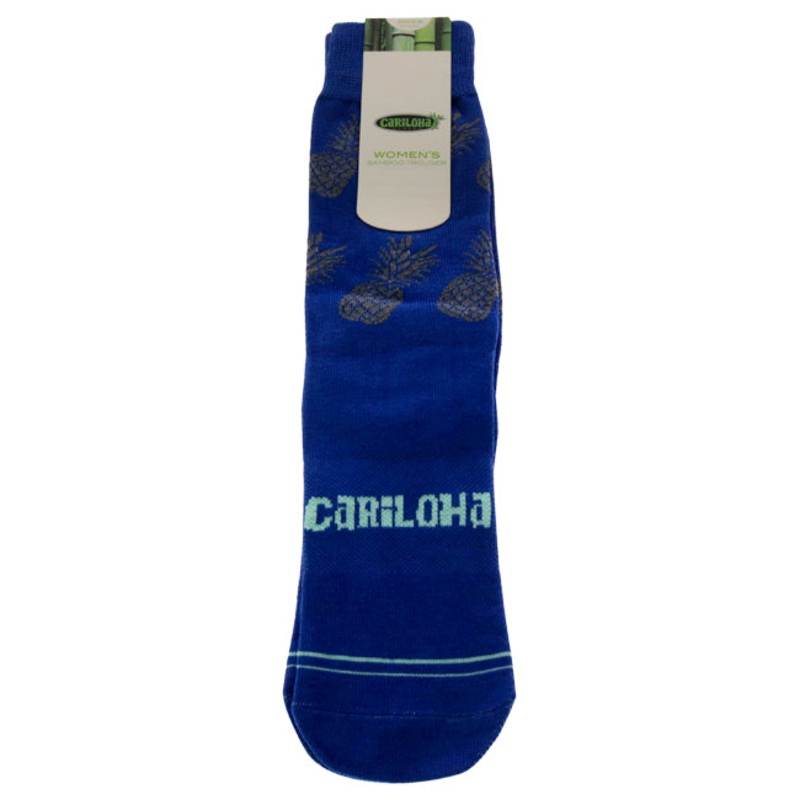 Bamboo Trouser Socks - Pineapple Royal Blue by Cariloha for Women - 1 Pair Socks (S/M)