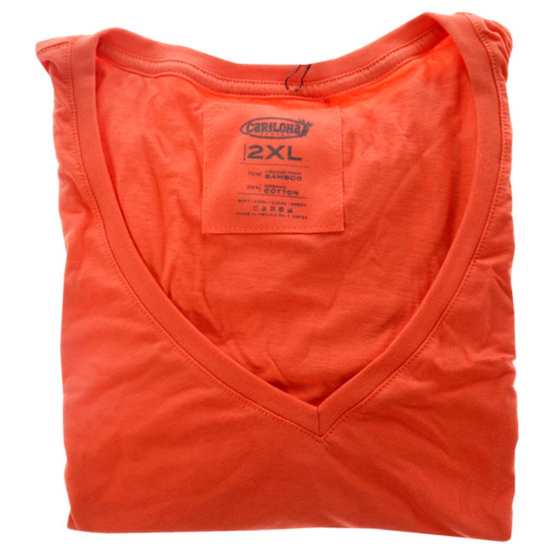 Bamboo V-Neck Tee - Sunkissed Coral by Cariloha for Women - 1 Pc T-Shirt (2XL)