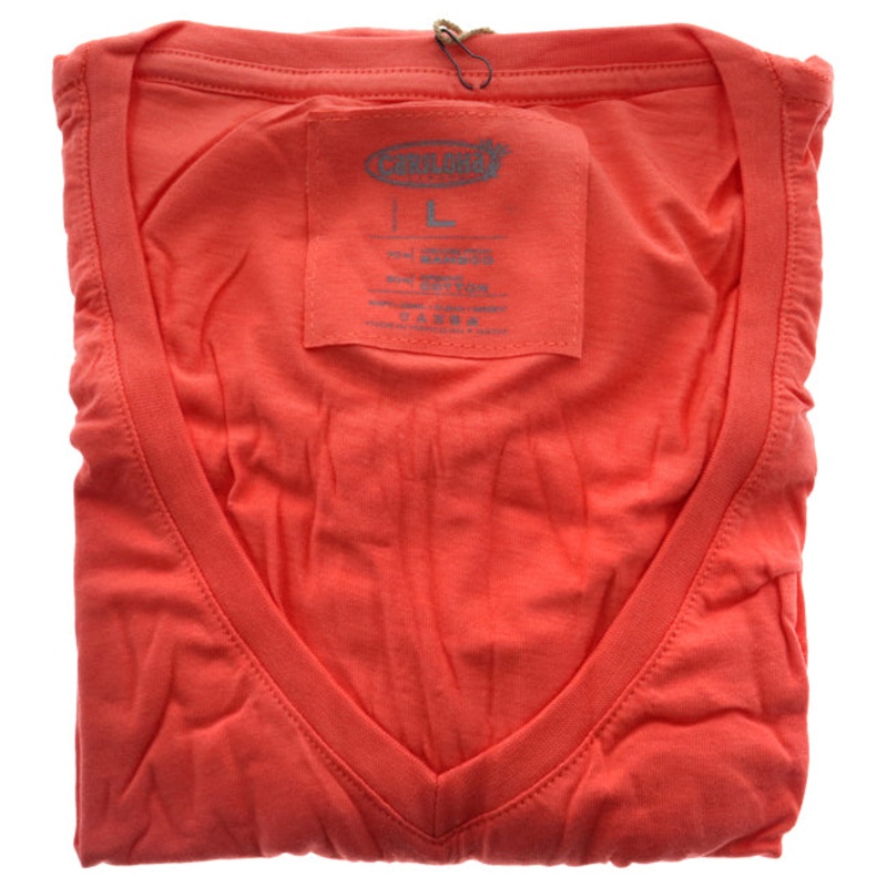 Bamboo V-Neck Tee - Sunkissed Coral by Cariloha for Women - 1 Pc T-Shirt (L)