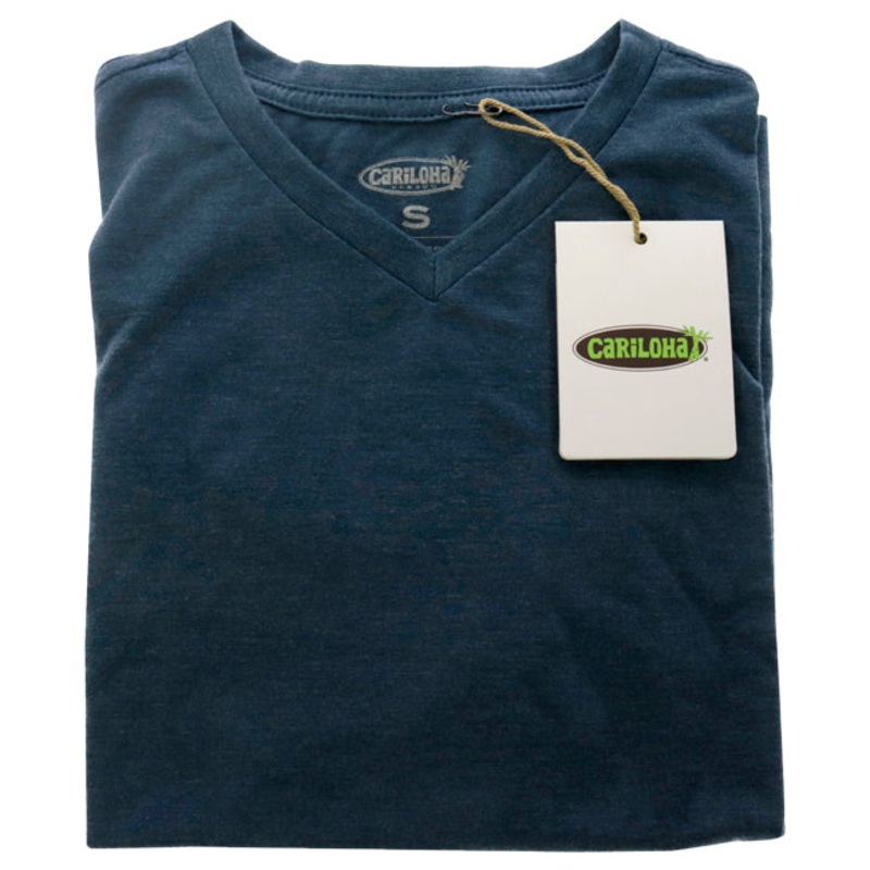 Bamboo V-Neck Tee T-Shirt - Bermuda Blue by Cariloha for Men - 1 Pc T-Shirt (S)