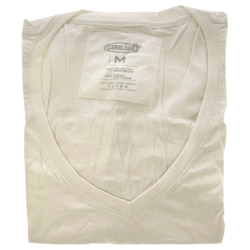 Bamboo V-Neck Tee - White by Cariloha for Women - 1 Pc T-Shirt (M)