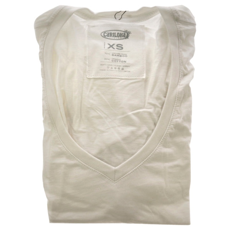 Bamboo V-Neck Tee - White by Cariloha for Women - 1 Pc T-Shirt (XS)