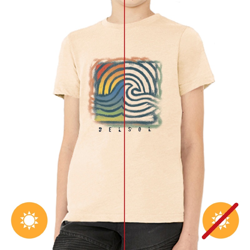 Men Crew Tee - Wave Spray - Beige by DelSol for Men - 1 Pc T-Shirt (YS)