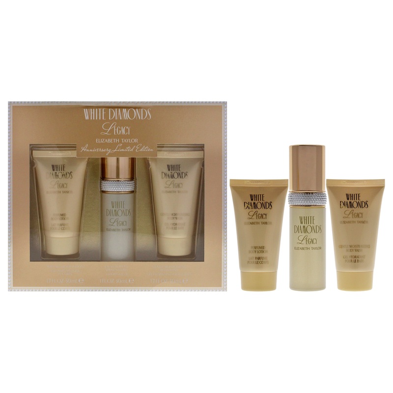 White Diamonds Legacy by Elizabeth Taylor for Women - 3 Pc Gift Set 1oz EDT Spray, 1.7oz Body Wash, 1.7oz Body Lotion