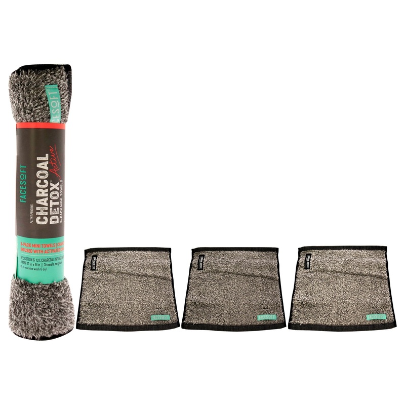 Mini Towels Charcoal Detox - Active by Facesoft for Unisex - 3 Pc Towel