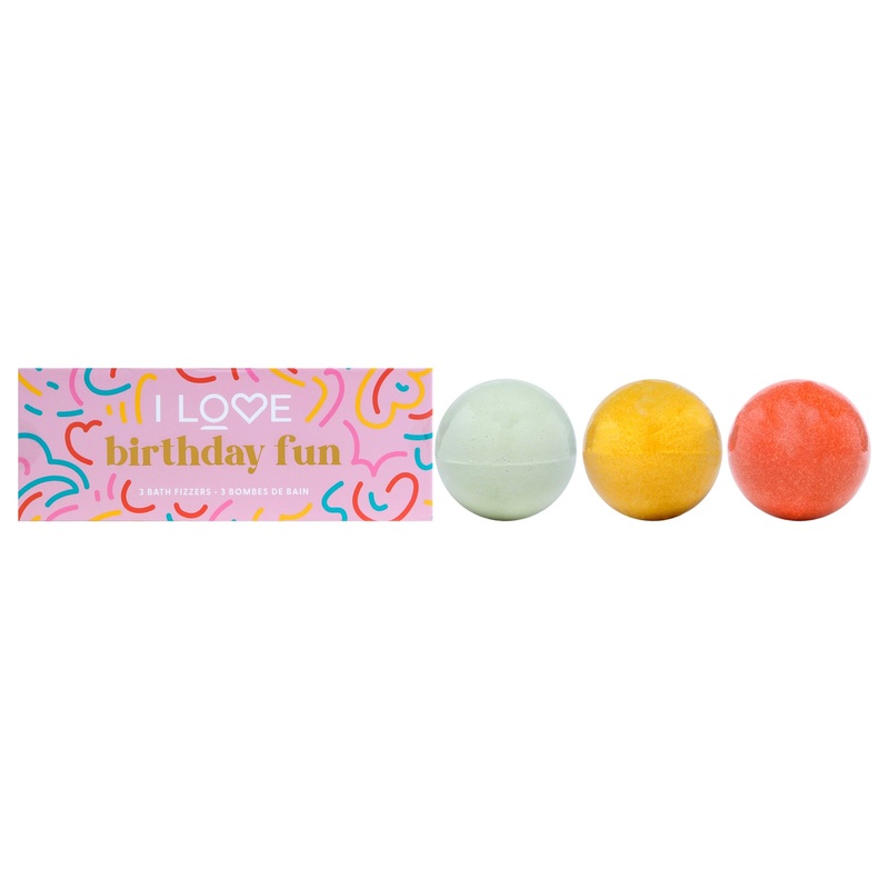 Birthday Fun Bath Fizzer Pack by I Love Cosmetics for Women - 3 x 5.30 oz Bath Bombs