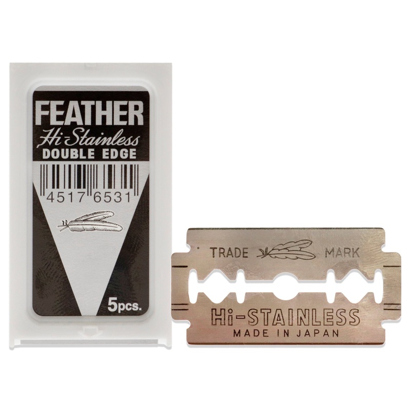 Feather Hi Stainless Double Edge Razor Blades by Jatai for Unisex - 5 Pc Blades
